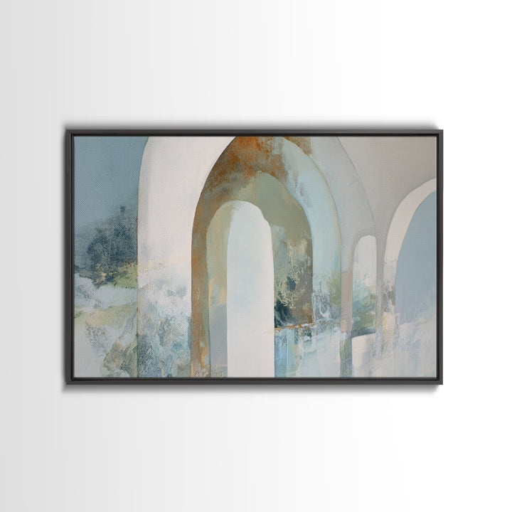 Light Scandinavian Abstract Arches Framed Canvas Print, Dental Office Art, Minimalist Wall Art, Office Decor, Fine Art, Calm, DOA-3x2-69
