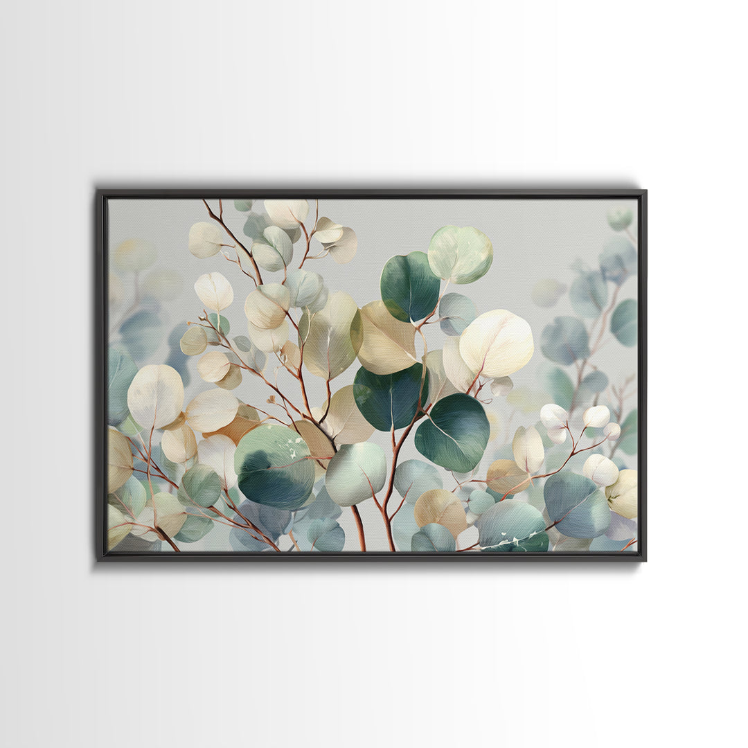 Soft Botanical Eucalyptus Print for Clean Atmosphere Framed Canvas Print, Dental Office Art, Dental Gift, Office Decor, Calm, DOA-3x2-7