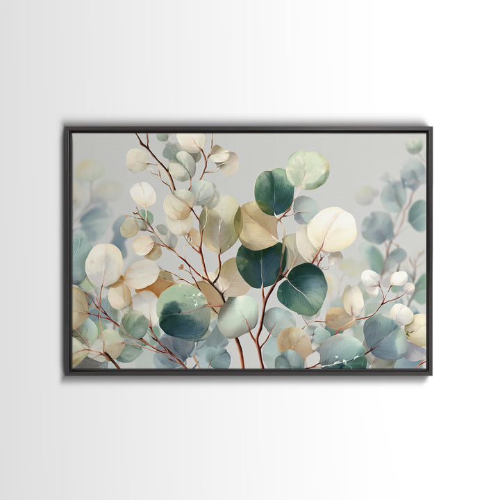 Soft Botanical Eucalyptus Print for Clean Atmosphere Framed Canvas Print, Dental Office Art, Dental Gift, Office Decor, Calm, DOA-3x2-7