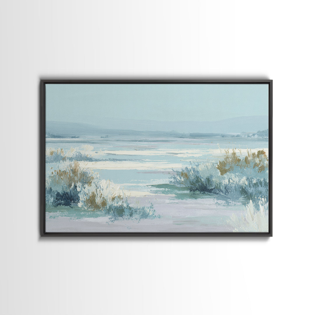 Quiet Coastal Dunes Framed Canvas Print, Dental Office Art, Office Decor, Oil Painting, Calm, Medical Art, Medical Office Decor, DOA-3x2-74
