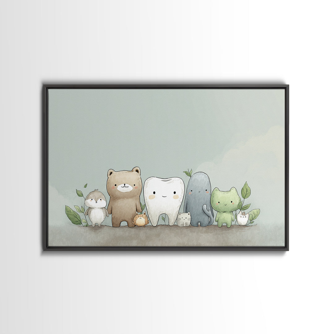 Cheerful Animal Dentist Themed Character Without Text Canvas Print, Dental Office Art, Motivational Poster, Office Decor, Calm, DOA-3x2-78