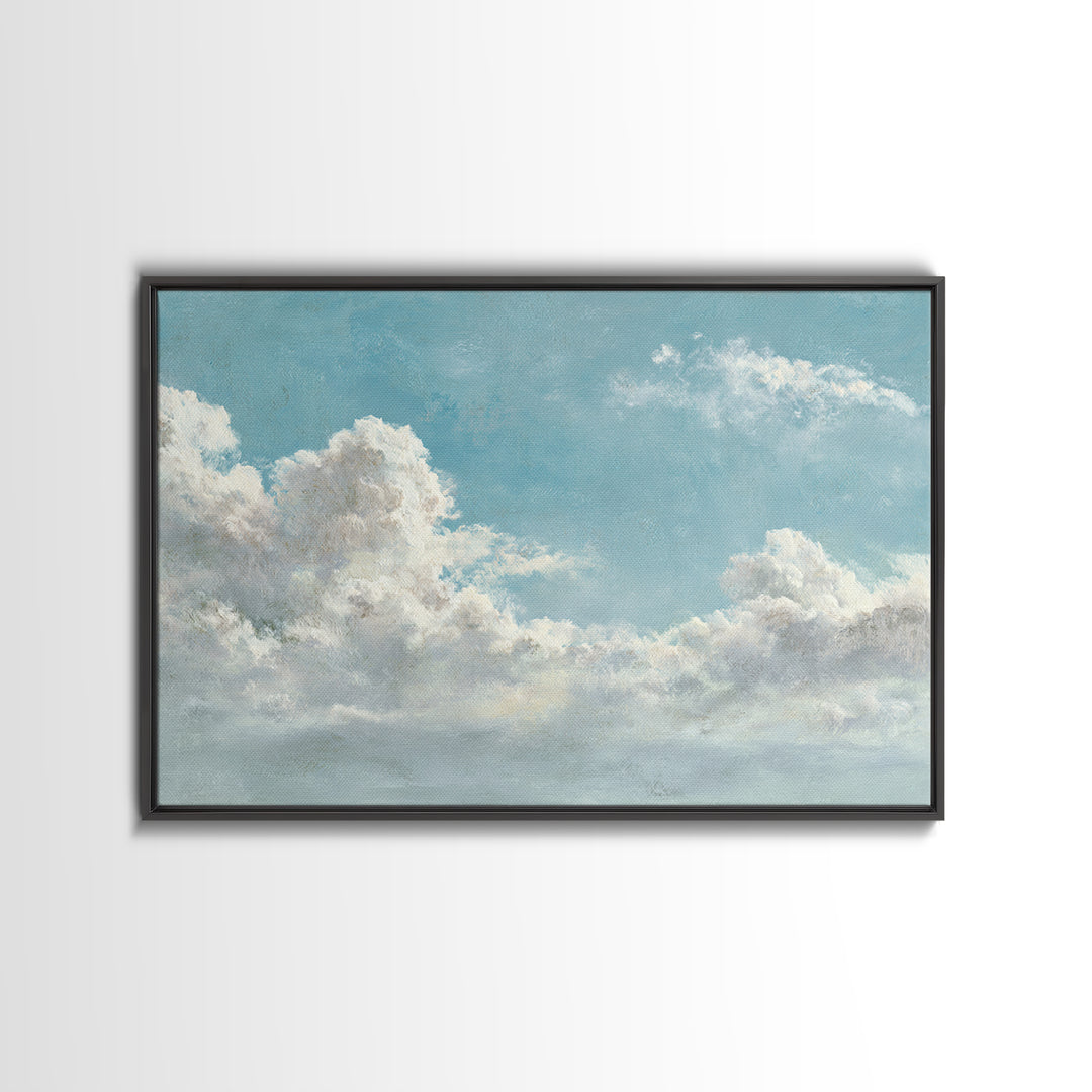 Peaceful Clouds over Open Meadow Framed Canvas Print, Dental Office Art, Dental Wall Art, Office Decor, Watercolor Art, Calm, DOA-3x2-85