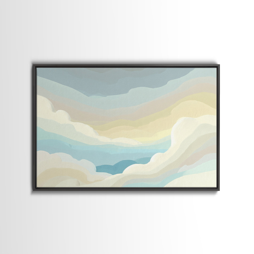 Simple Rainbow Pastel Shapes for Children Framed Canvas Print, Dental Office Art, Digital Artwork, Office Decor, Abstract Art, DOA-3x2-97