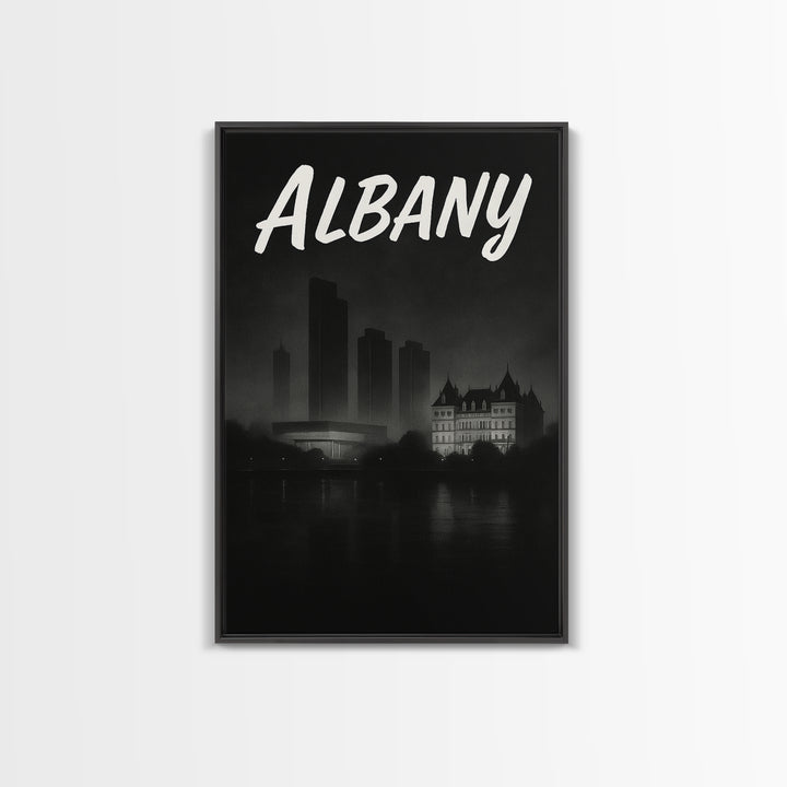 Albany New York Travel Poster, Canvas Print, Night Street Poster Art, Albany Poster Print, Travel Wall Decor, Wanderlust Decor, Wall Decor