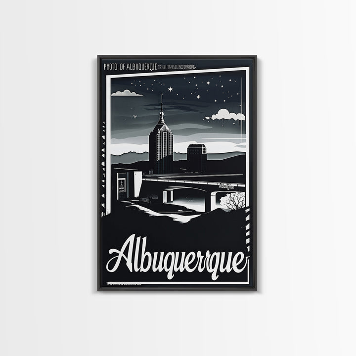 Albuquerque New Mexico Travel Poster, Canvas Print, Night Street Poster Art, Albuquerque City Art, Gift For Travelers, Home Office Decor