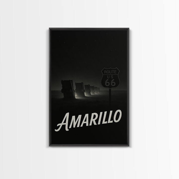 Amarillo Texas Travel Poster, Canvas Print, Night Street Poster Art, Amarillo City Art, City Art Print, Vintage City Art, Retro Travel Print