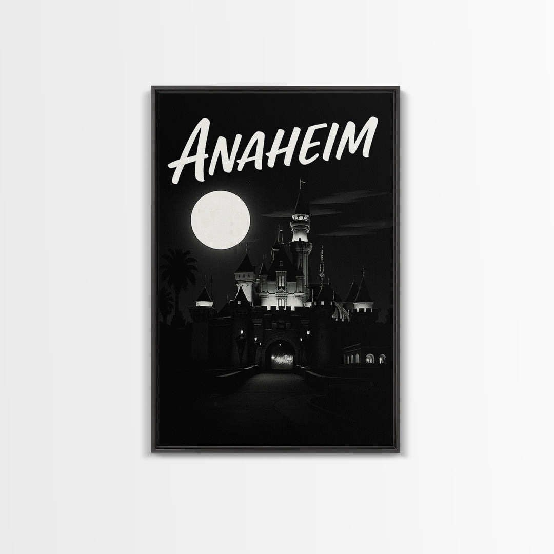 Anaheim California Travel Poster, Canvas Print, Black And White Travel Art, Anaheim Wall Art, Gift For Travelers, Retro Travel Print