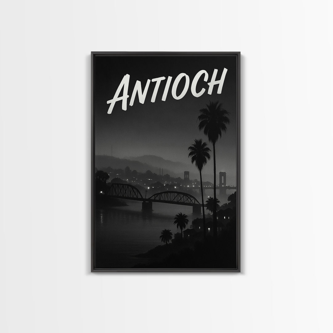 Antioch California Travel Poster, Canvas Print, Black And White Travel Art, Antioch Poster Print, Travel Poster Art, Eclectic Wall Decor