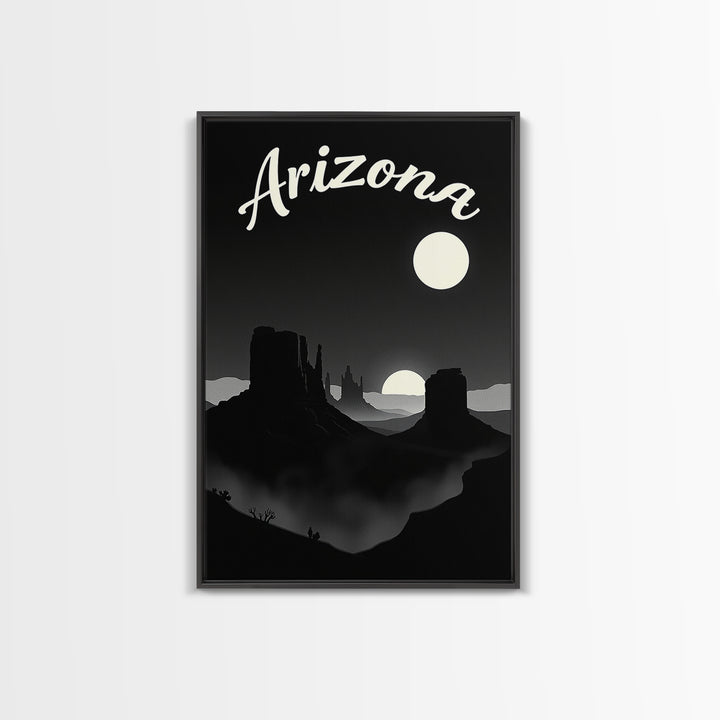 Arizona Travel Poster, Framed Canvas Print, Vintage Noir Poster Art, Arizona Wall Art, Travel Wall Art, Mid Century Wall Art, Design 5