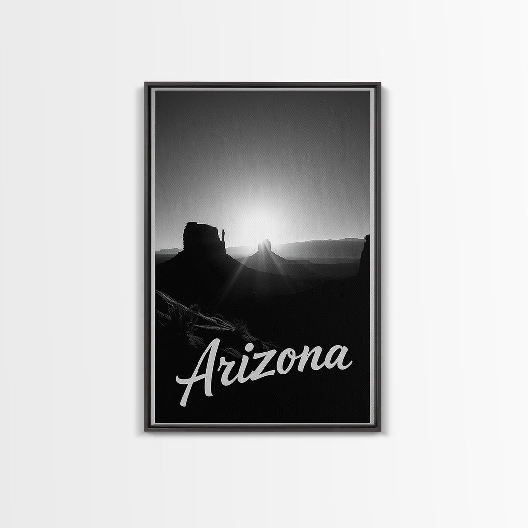 Arizona Travel Poster, Canvas Print, Dark Moody City Wall Art, Arizona Wall Art, Living Room Wall Art, Fine Art Print, Vintage City Art