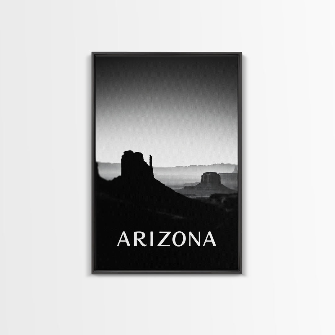 Arizona Travel Poster, Framed Canvas Print, Dark Moody City Wall Art, Arizona Travel Art, Home Office Decor, Travel Poster Art