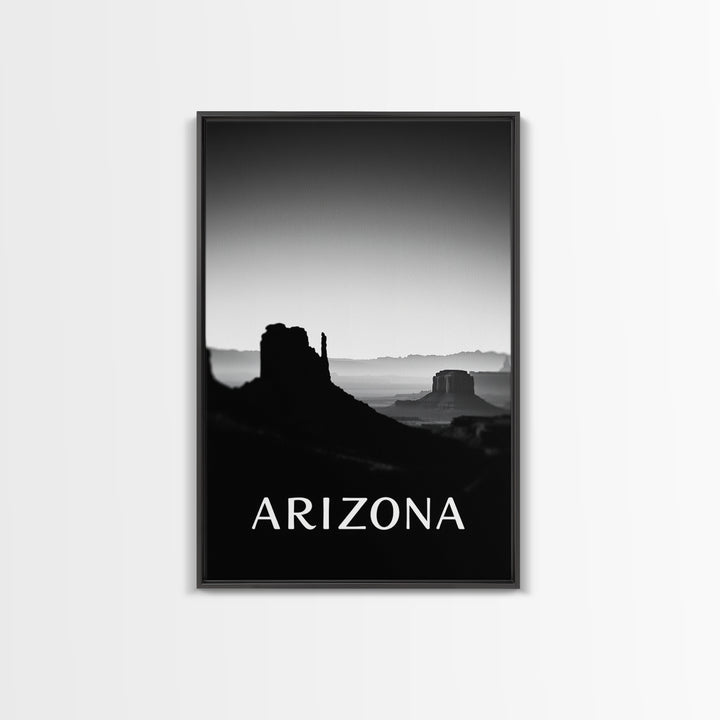 Arizona Travel Poster, Framed Canvas Print, Dark Moody City Wall Art, Arizona Travel Art, Home Office Decor, Travel Poster Art