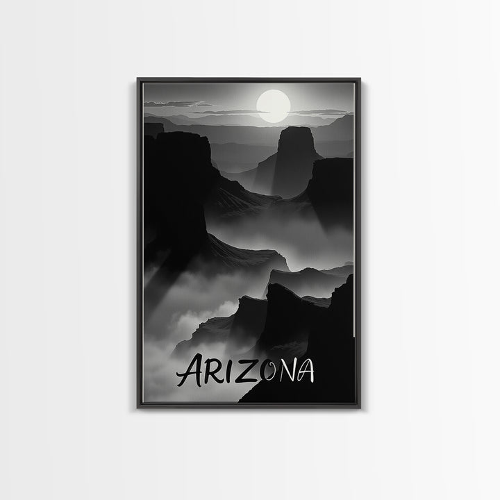 Arizona Travel Poster, Canvas Print, Black And White Travel Art, Arizona City Art, Travel Art, Watercolor Urban Skyline, Travel Print