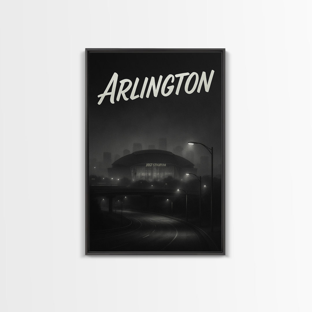 Arlington Travel Poster, Framed Canvas Print, Black And White Travel Art, Arlington Poster Print, Wanderlust Decor, Travel Poster Art