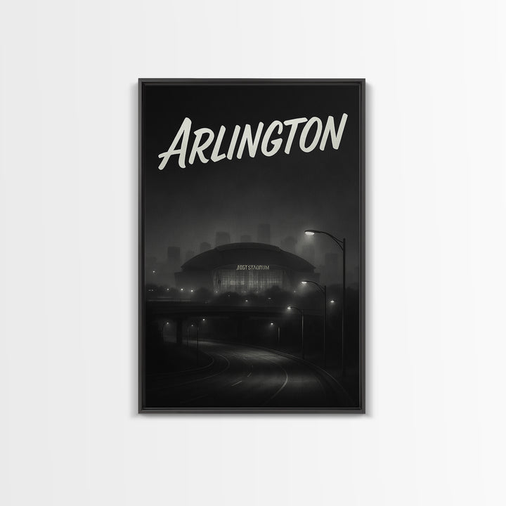 Arlington Travel Poster, Framed Canvas Print, Black And White Travel Art, Arlington Poster Print, Wanderlust Decor, Travel Poster Art