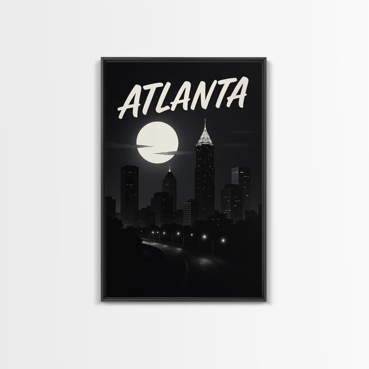 Atlanta Georgia Travel Poster, Canvas Print, Dark Moody City Wall Art, Atlanta Print, Travel Wall Art, Travel Poster Set, Office Decor