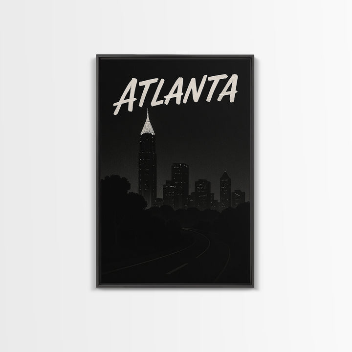Atlanta Travel Poster, Canvas Print, Night Street Poster Art, Atlanta City Art, Travel Art Print, Travel Poster Set, Living Room Wall Art