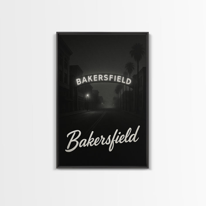 Bakersfield Travel Poster, Canvas Print, Vintage Noir Poster Art, Bakersfield Art Print, Travel Poster Set, City Travel Prints