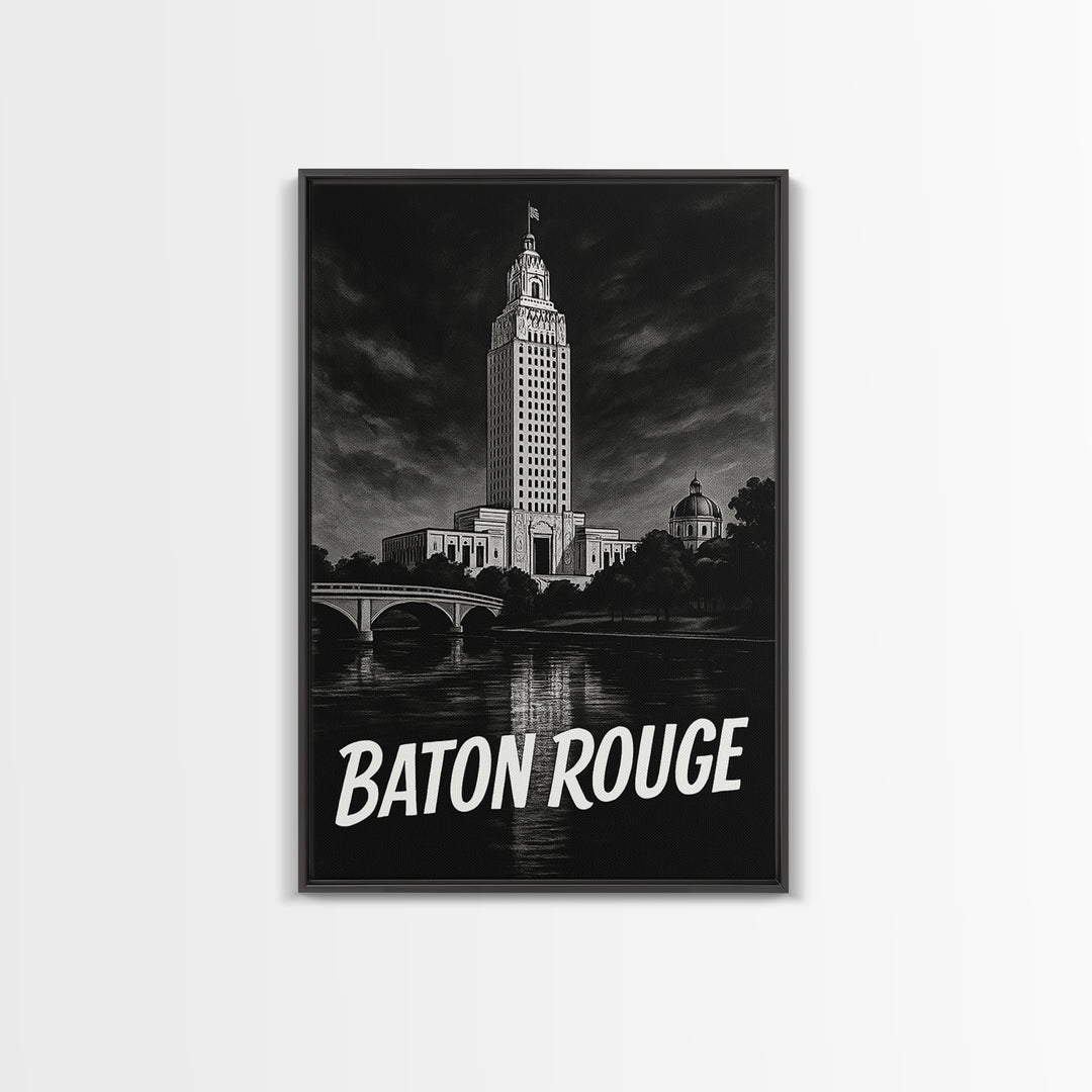 Baton Rouge Travel Poster, Canvas Print, Vintage Noir Poster Art, Baton Rouge City Art, City Art Print, Retro Travel Print, Poster Art