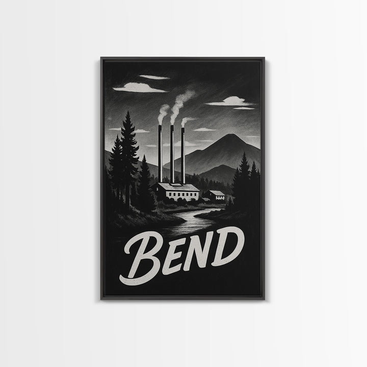 Bend Oregon Travel Poster, Canvas Print, Vintage Noir Poster Art, Bend City Art, Fine Art Print, Vintage Travel Print, Vintage City Poster
