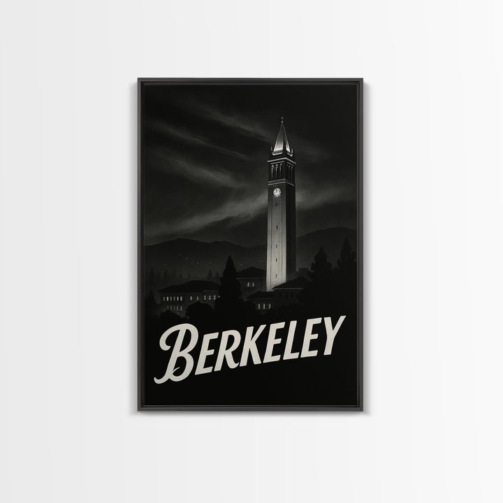 Berkeley California Travel Poster, Canvas Print, Dark Moody City Wall Art, Berkeley Wall Art, Wanderlust Decor, Travel Poster Set, Wall Art