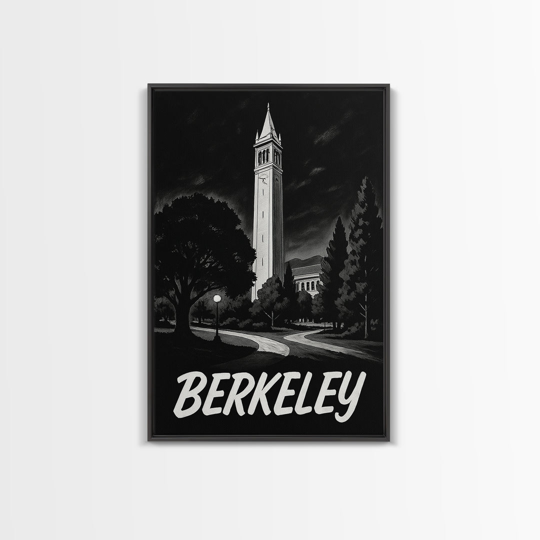 Berkeley Travel Poster, Canvas Print, Night Street Poster Art, Berkeley Wall Art, Home Office Decor, Travel Wall Decor, Gift For Travelers