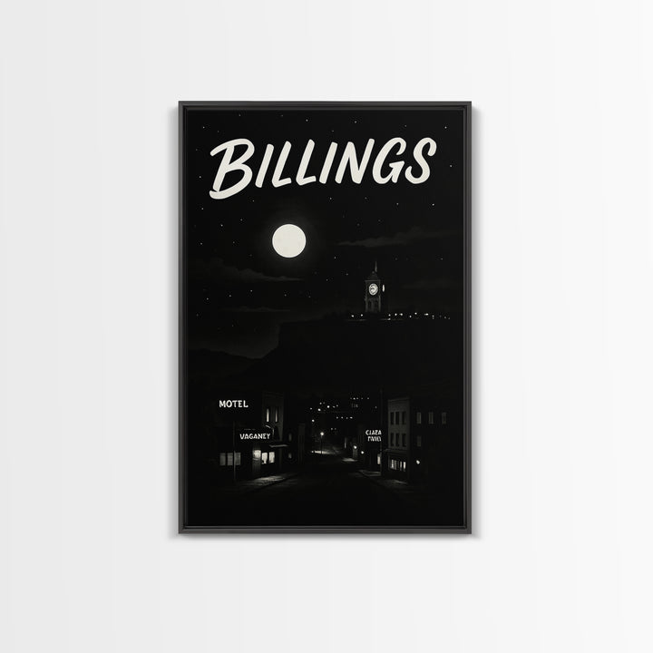 Billigns Travel Poster, Framed Canvas Print, Night Street Poster Art, Billigns Travel Art, City Travel Prints, Living Room Wall Art