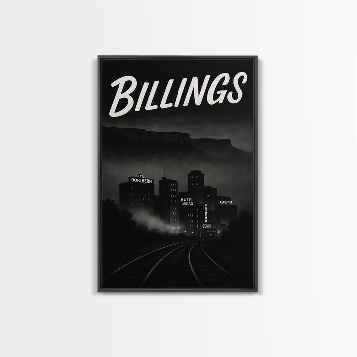 Billings Travel Poster, Canvas Print, Vintage Noir Poster Art, Billings Poster Print, Travel Wall Art, Mid Century Wall Art, Art Print