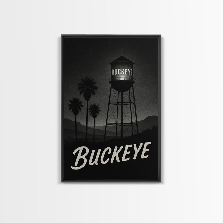 Buckeye Arizona Travel Poster, Framed Canvas Print, Black And White Travel Art, Buckeye Art Print, Travel Wall Decor, Home Office Decor