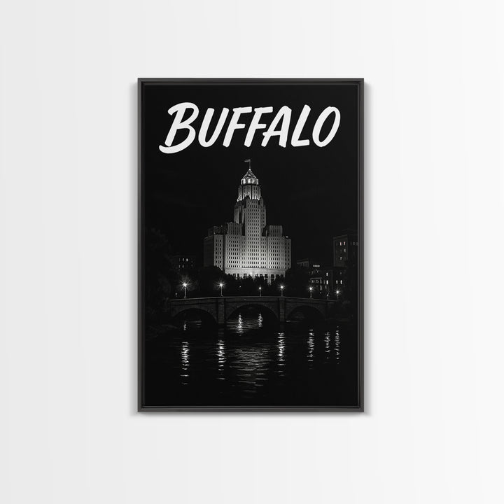 Buffalo Travel Poster, Canvas Print, Black And White Travel Art, Buffalo Poster Print, Travel Poster Art, Travel Poster Set, Travel Print