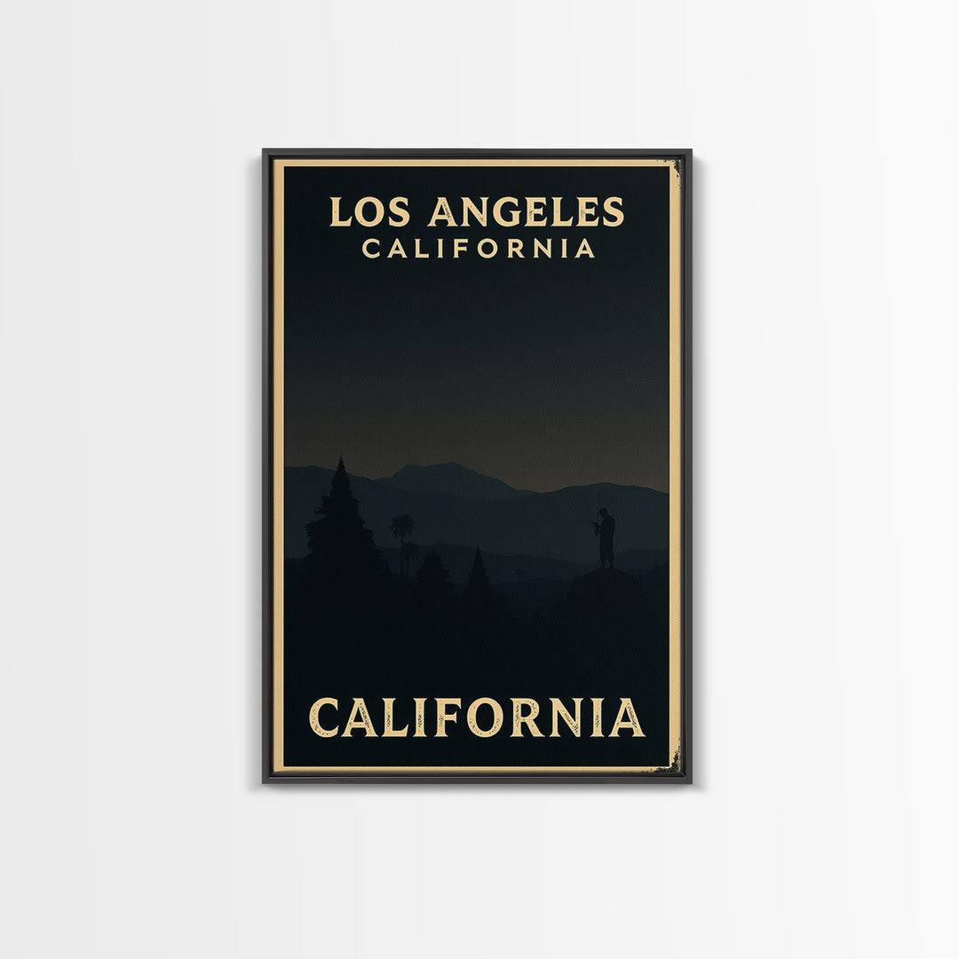 California Travel Poster, Framed Canvas Print, Night Street Poster Art, California Poster Print, Eclectic Wall Decor, City Art Print