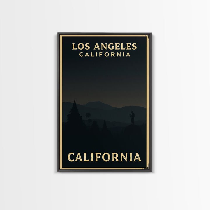 California Travel Poster, Framed Canvas Print, Night Street Poster Art, California Poster Print, Eclectic Wall Decor, City Art Print