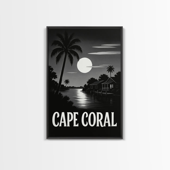 Cape Coral Travel Poster, Canvas Print, Dark Moody City Wall Art, Cape Coral Travel Art, Travel Art Print, Home Office Decor, Art Print