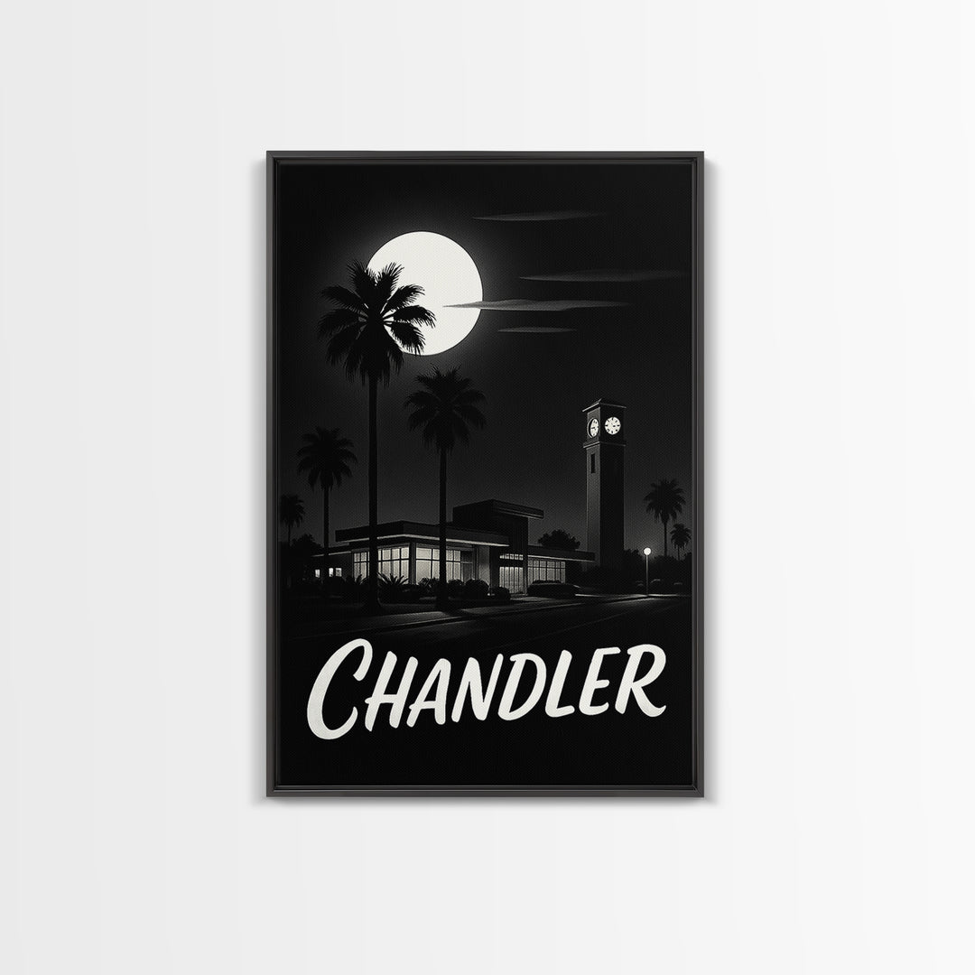 Chandler Arizona Travel Poster, Canvas Print, Black And White Travel Art, Chandler Travel Art, Vintage City Art, Skyline Art, Art Print
