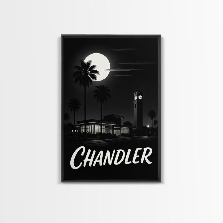 Chandler Arizona Travel Poster, Canvas Print, Black And White Travel Art, Chandler Travel Art, Vintage City Art, Skyline Art, Art Print