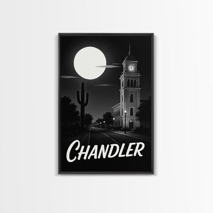 Chandler Travel Poster, Canvas Print, Black And White Travel Art, Chandler Wall Art, Eclectic Wall Decor, Watercolor Cityscape