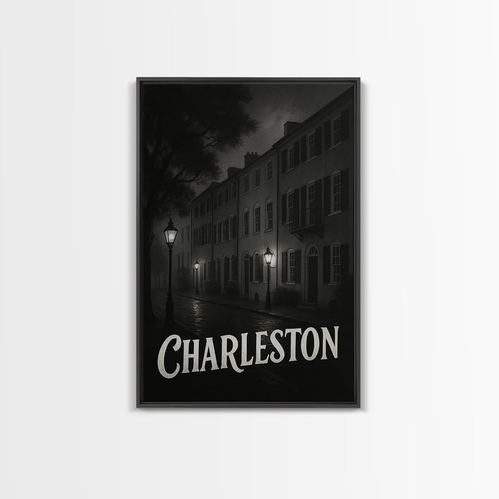 Charleston South Carolina Travel Poster, Canvas Print, Black And White Travel Art, Charleston Travel Art, Fine Art Print, Travel Wall Art