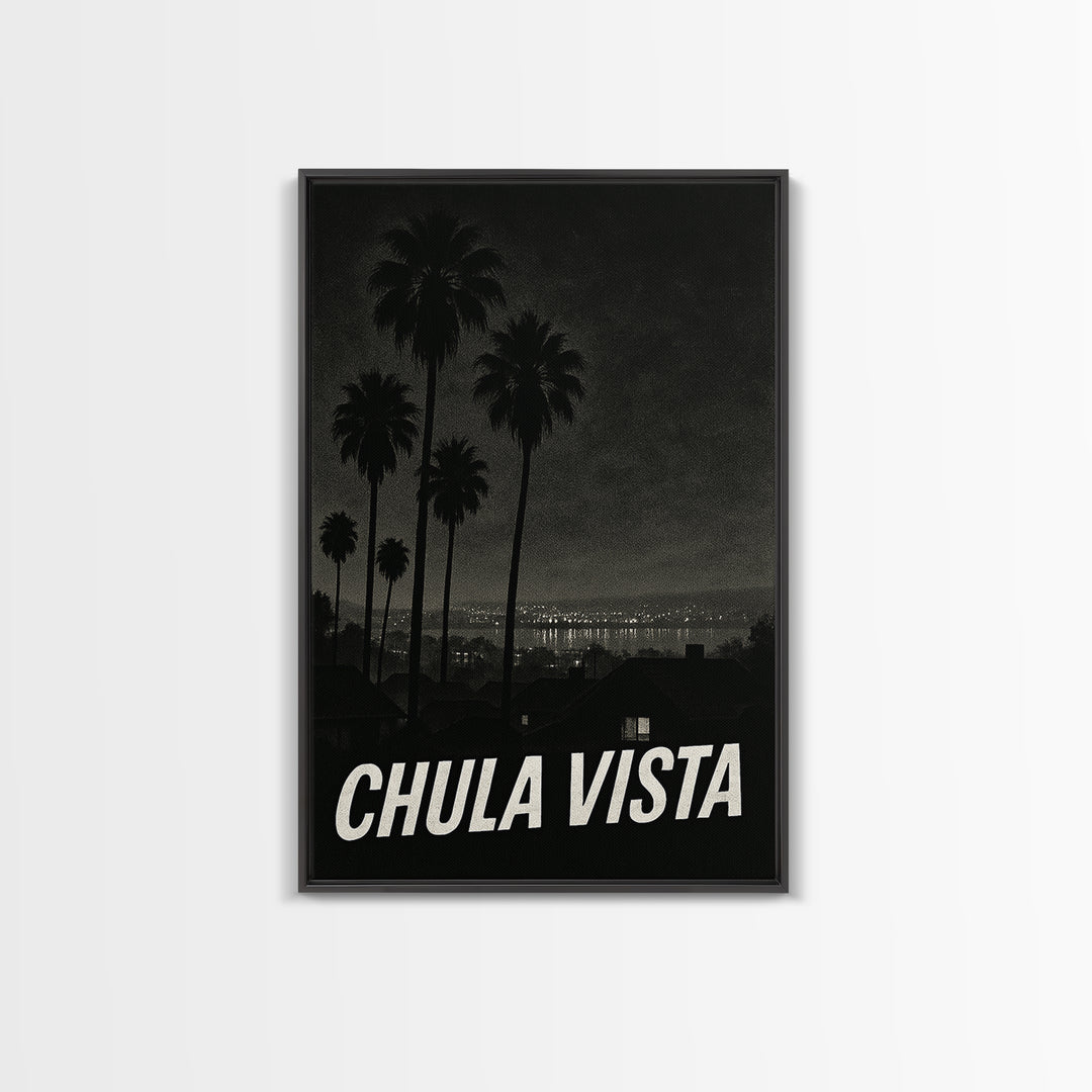 Chua Vista Travel Poster, Canvas Print, Dark Moody City Wall Art, Chua Vista Wall Art, Wanderlust Decor, Retro Travel Print, Poster Print