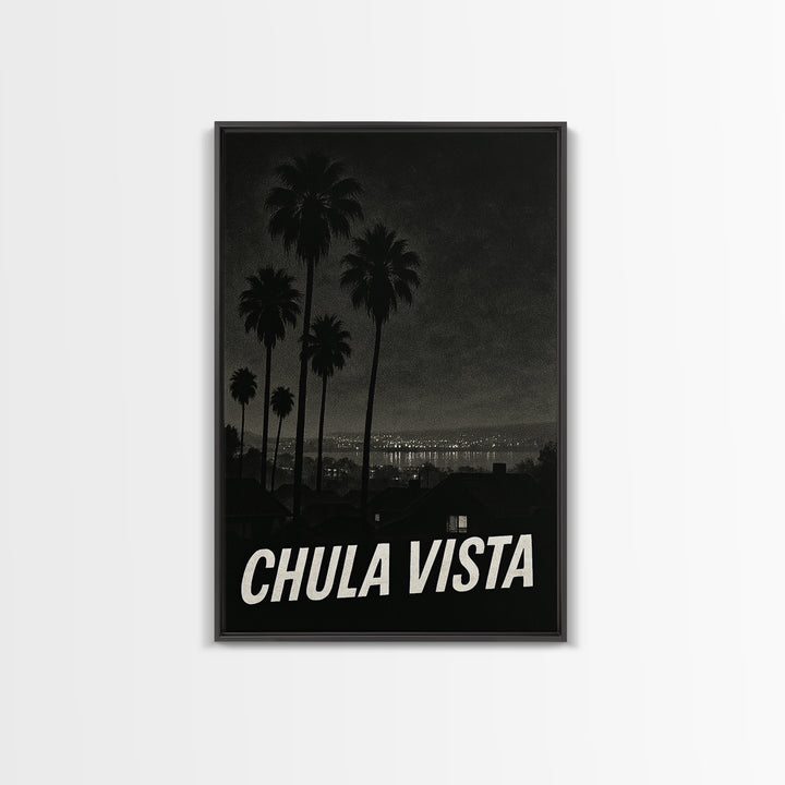 Chua Vista Travel Poster, Canvas Print, Dark Moody City Wall Art, Chua Vista Wall Art, Wanderlust Decor, Retro Travel Print, Poster Print