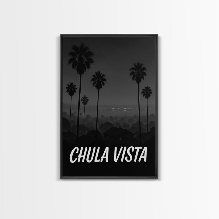 Chula Vista California Travel Poster, Canvas Print, Night Street Poster Art, Chula Vista City Art, Office Decor, Travel Wall Art, Print