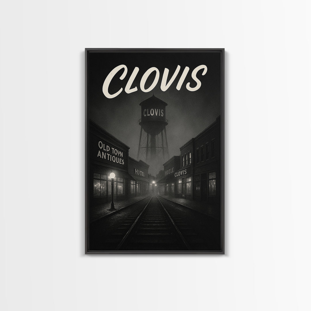 Clovis California Travel Poster, Canvas Print, Black And White Travel Art, Clovis Wall Art, Poster Art, Wall Decor, Gift For Travelers