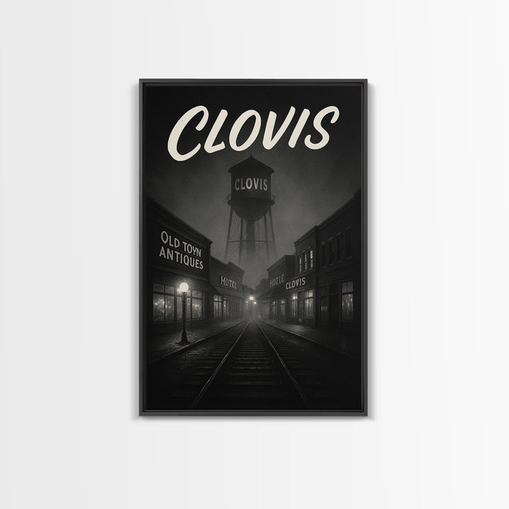 Clovis California Travel Poster, Canvas Print, Black And White Travel Art, Clovis Wall Art, Poster Art, Wall Decor, Gift For Travelers