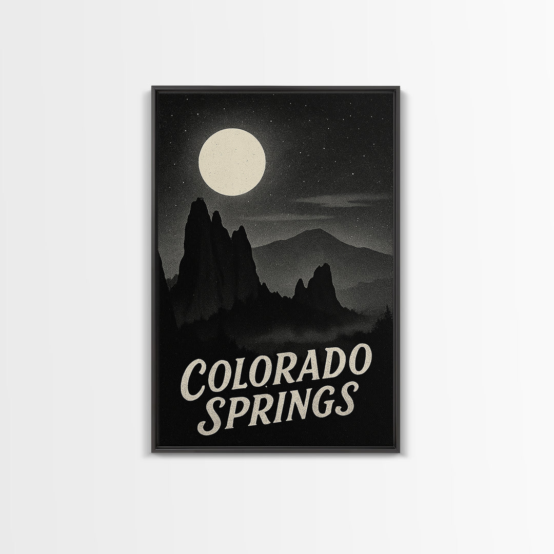 Colorado Springs Colorado Travel Poster, Canvas Print, Night Street Poster Art, Colorado Springs Art Print, Gift For Travelers, Art Print