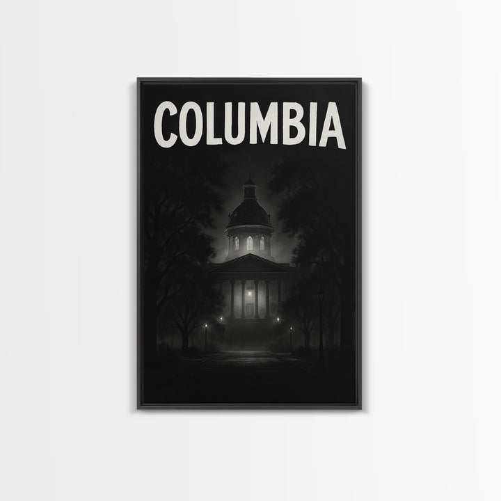 Columbia Travel Poster, Canvas Print, Dark Moody City Wall Art, Columbia Travel Art, Travel Wall Decor, Travel Art Print, Gift For Travelers