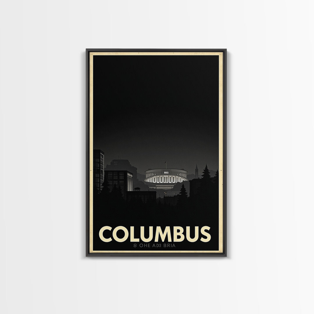 Columbus Travel Poster, Canvas Print, Vintage Noir Poster Art, Columbus City Art, Travel Art Print, Living Room Wall Art, City Travel Prints