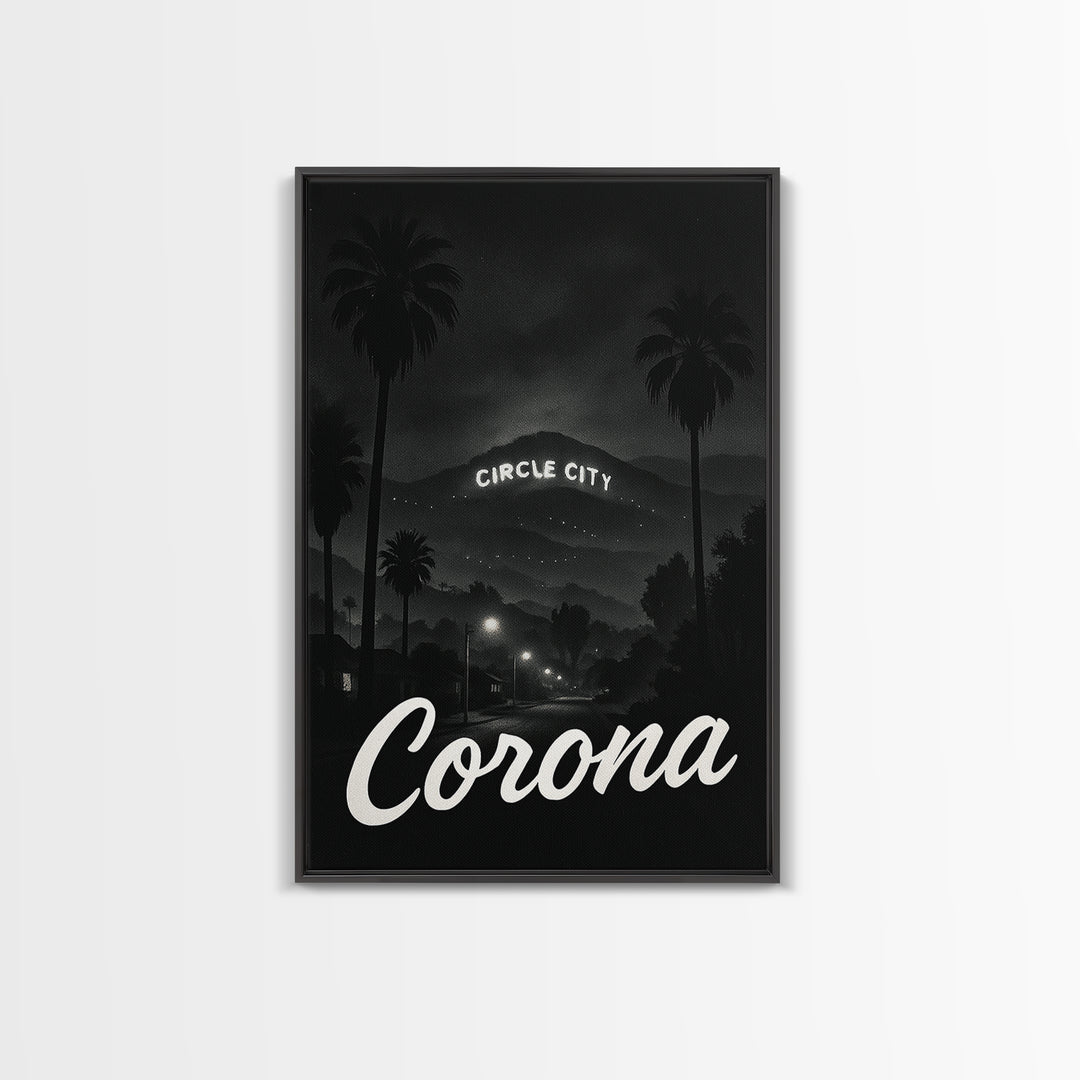 Corona California Travel Poster, Canvas Print, Dark Moody City Wall Art, Corona Poster Print, Travel Poster Set, Travel Wall Art, Home Decor