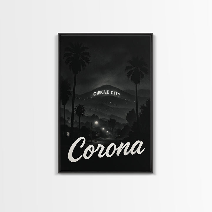 Corona California Travel Poster, Canvas Print, Dark Moody City Wall Art, Corona Poster Print, Travel Poster Set, Travel Wall Art, Home Decor