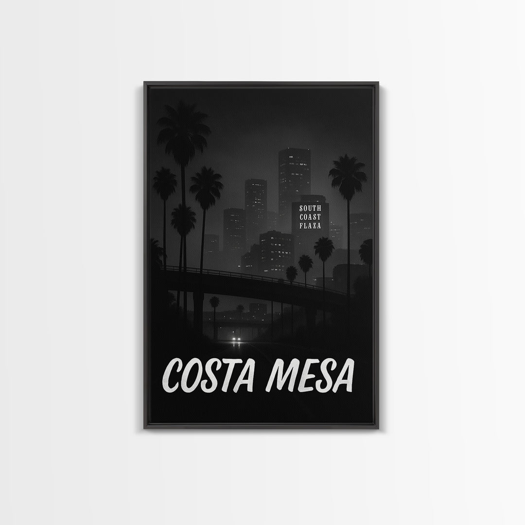 Costa Mesa California Travel Poster, Canvas Print, Vintage Noir Poster Art, Costa Mesa Art Print, Travel Wall Art, Art Print
