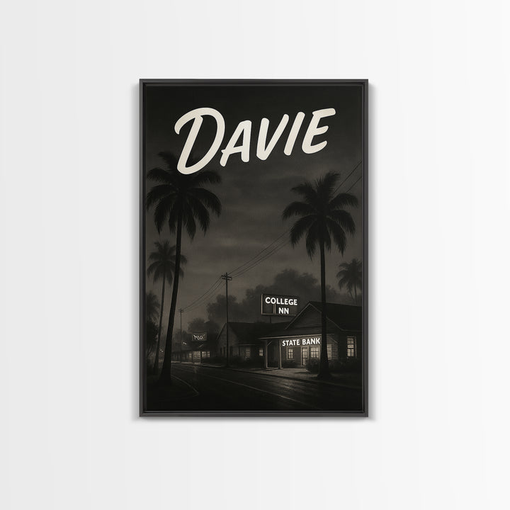 Davie Florida Travel Poster, Canvas Print, Black And White Travel Art, Davie Art Print, City Poster, Travel Wall Art, Travel Art Print