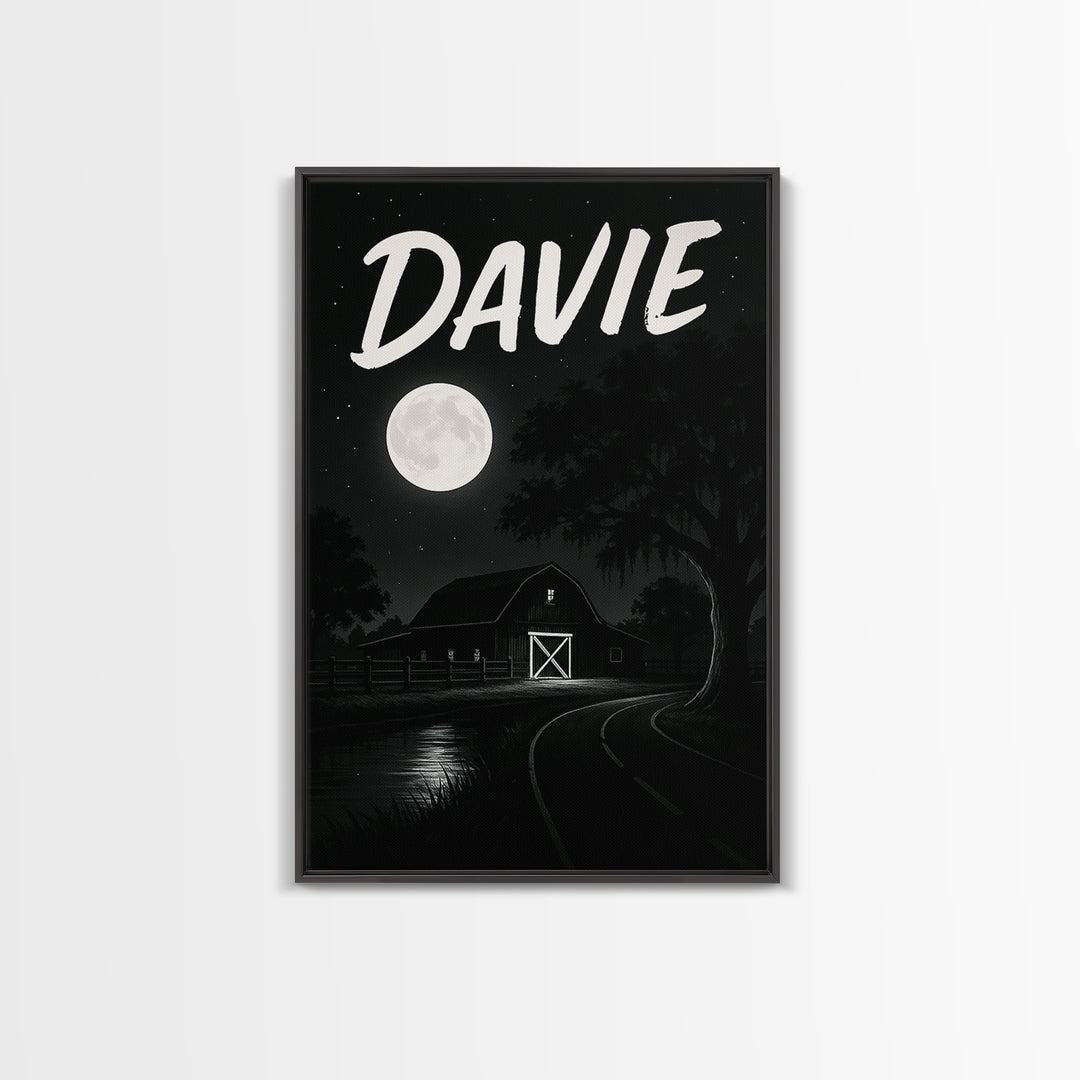 Davie Travel Poster, Canvas Print, Night Street Poster Art, Davie Poster Print, Travel Poster Art, Travel Wall Art, Wanderlust Decor
